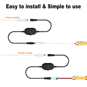 Câble DC enfichable ESANN 6A 12V noir, cathode commune, interrupteur à bouton manuel pour variateur de lumière néon <span class=keywords><strong>LED</strong></span> en ligne, contrôleur de bande <span class=keywords><strong>LED</strong></span> 72W - Product Image 5