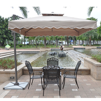 Parasol moderne Goodluck en aluminium imperméable 3x3m avec base en marbre pour l'été, la plage, le jardin, les meubles d'extérieur et l'hôtellerie