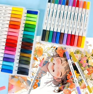 Stylos pinceaux aquarelle double pointe 0,5 mm fine et 4 mm pinceau, encre à base d'eau mélangeable pour le dessin, vente en gros, boîte personnalisée OEM - Product Image 4