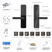 Cerradura de Puerta Digital con Código PIN OEM Ttlock, Cerradura Biométrica con Batería Seca, Cerraduras Inteligentes con Aplicación para Puertas de Madera, para Hoteles, Apartamentos y Dormitorios