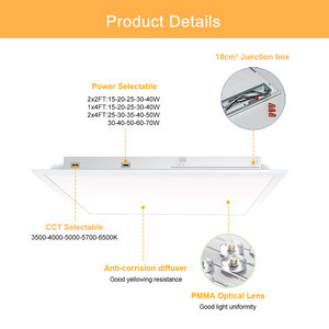 Pannello LED ETL 1x4 CRI 80+ 5CCT Selezionabile 3500-6500K 5-Watt Selezionabile 25-50W Dimmerabile 0-10V per Controsoffitto Ufficio Scuola - Product Image 3
