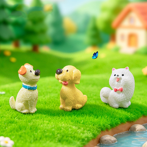 Miniature Landscape Cute Golden Retriever Pomeranian Puppy Resin Painted DIY Garden Decoration Hanging Ornaments - Product Image 4
