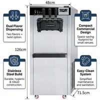 Machine à gaufres multifonctionnelle pour cornets de crème glacée avec compresseur, conception à double usage pour la crème glacée
