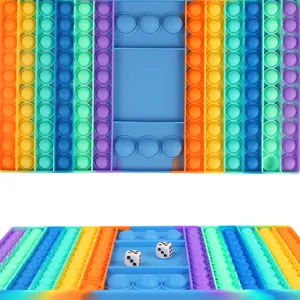Siliconen Regenboog Grote Schaken Board Push Bubble Zintuiglijke Knijpen Toy Anti-Stress Ontspannen Fidget Speelgoed Autisme Stress Verlichten Speelgoed