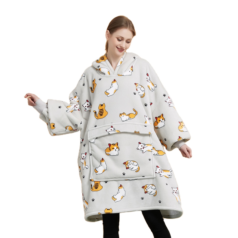 Coperta con cappuccio oversize con maniche felpa invernale in caldo pile coperte per donna uomo Pullover TV coperta con cappuccio 120/150cm  15