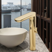 Robinet de lavabo moderne et contemporain en acier inoxydable, sans contact, à eau froide, à poser sur le comptoir, pour salle de bain et chambre