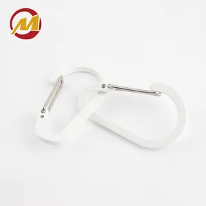 Bulk Custom Laser Engraved Logo D Shape Carabiner Clips White 6# Aluminum Carabiner Hooks For Climbing Buckle