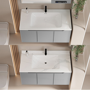 Mueble de Baño Moderno de Gran Capacidad, Resistente al Agua, de Madera Maciza, para Montar en la Pared, con Lavabo de Cerámica, Inteligente - Product Image 6