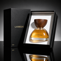 Flacon de parfum en verre de luxe personnalisé, 30 ml, bouchon rond en bois, flacon de parfum 50 ml, 100 ml, flacon de parfum vide avec boîte
