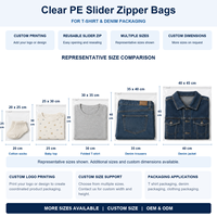 Sac à fermeture éclair transparent en PE avec fermeture facile pour l'emballage de t-shirts et de jeans, logo personnalisé pour le rangement des vêtements