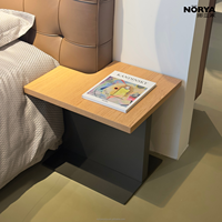 Table de chevet moderne NORYA avec étagère ouverte et plateau en bois grainé pour chambre à coucher, meubles en bois pour la maison
