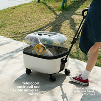 Poussette de luxe rigide multi-animaux pour chats, avec fermeture éclair, en ABS PC solide, roues à frein, valise de voyage capsule spatiale pour grands chats, pour l'extérieur