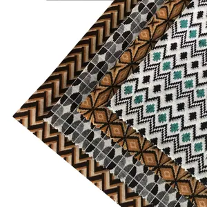 Nuovo modello di moda geometrico diamante riciclato poliestere T SP Jacquard tessuto a maglia in broccato per i vestiti