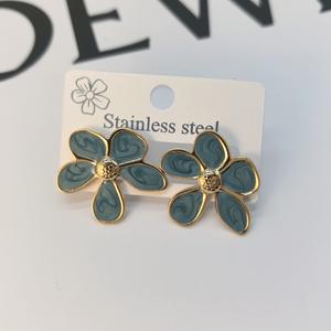 Pendientes de Botón con Diseño Geométrico y Colorido de Flores Pintadas, Joyería de Metal para Mujer, Accesorios para Vacaciones en la Playa - Product Image 6