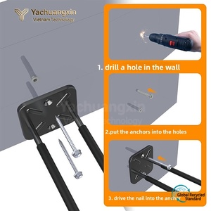 Black Iron <b>Hardware</b> accessories Rod Wall Mount Bracket Set with Screws for Home Installation <b>Hardware</b> Accessories - Product Image 3