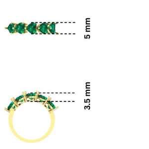 Anillo de media eternidad de oro amarillo de 14 quilates con corazón de piedra preciosa natural/cultivada en laboratorio/diamante - Product Image 6