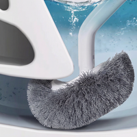 Support mural BOOMJOY pour brosse de toilette avec caddie, en PP, anti-rayures, étanche, écologique, à long manche