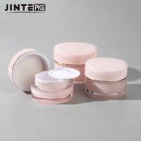 Pot en plastique vide de 50 ml à double paroi de couleur rose personnalisé avec logo imprimé pour les pots de gel pour les ongles et les soins de la peau