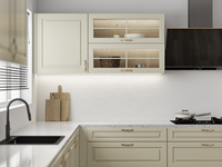 Armoire de cuisine en bois massif design moderne meubles blancs haut de gamme charnière de robinet d'évier d'îlot de cuisine en bois assemblé marbre