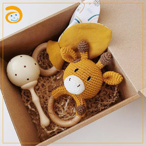 Juguete de madera Montessori para dentición, juguete de ganchillo para bebé, muñeco <span class=keywords><strong>mordedor</strong></span>, juego de regalo para comer, venta al por mayor - Product Image 4