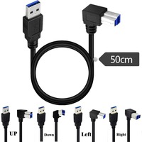 Contoh Gratis USB 3.0 a laki-laki kecepatan tinggi kustom ke kanan kiri bawah atas 90 derajat B laki-laki kabel Printer pengisian Data