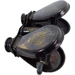 Binocular de latón plegable de bolsillo antiguo, telescopio de vidrio espía de doble hoja recién hecho para regalos y coleccionables - Product Image 1