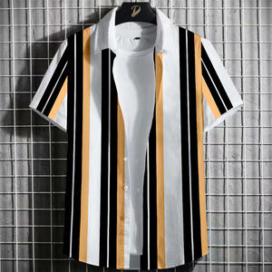 Camicia a sublimazione con stampa 3d Casual a maniche corte <span class=keywords><strong>camicie</strong></span> da festa da spiaggia abiti maschili a righe larghe camicia hawaiana per <span class=keywords><strong>uomo</strong></span> - Product Image 2