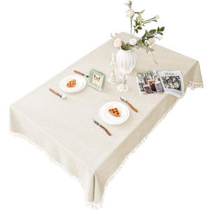 ผ้าปูโต๊ะพู่ห้อยคุณภาพพรีเมียม รูปทรงสี่เหลี่ยมผืนผ้า ผ้าฝ้ายลินิน สีพื้น สำหรับใช้ในบ้าน กันน้ำ - Product Image 5