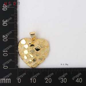 Herz unregelmäßige Textur gehämmert <span class=keywords><strong>Ring</strong></span> Hip Hop 14 Karat vergoldet Nugget Anhänger Halskette für Männer Frauen - Product Image 6