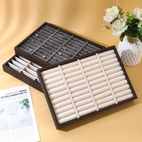 Plateau à bijoux rectangulaire rétro en noyer noir haut de gamme pour montres, bracelets, boucles d'oreilles, bagues - Présentoir de rangement pour bijoux