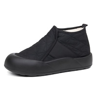 Bottes d'hiver mi-hautes pour femmes, tige en tissu, semelle extérieure en polyuréthane, chaussures d'hiver décontractées légères et confortables à enfiler