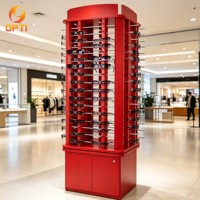 High-Capacity Revolving Eyeglass Display Stand, Floor Standing Sunglasses Rack with Storage Cabinet for Mall & Shop