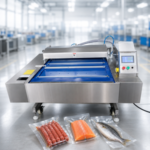 Machine d'emballage sous <span class=keywords><strong>vide</strong></span> à roulement continu, scelleuse sous <span class=keywords><strong>vide</strong></span> automatique à bande <span class=keywords><strong>pour</strong></span> aliments, viande, collations, qualité commerciale - Product Image 1