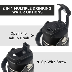 Botella de Agua Aislada Portátil de 24 oz, Doble Pared, Tapa con Pajita Abatible, Libre de BPA, Asa de Transporte, para Senderismo, Viajes y Uso al Aire Libre - Product Image 5