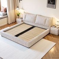 Nouveau lit en tissu rembourré multifonctionnel de style crème avec un design moderne et simple de 1,8 m et 1,5 m