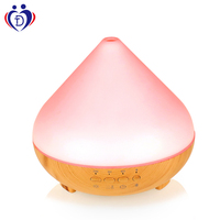 Couvercle blanc grain de bois base lampe à led électrique parfum vapeur air frais parfum diffuseur d'huile