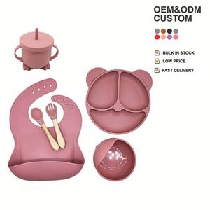 Juego de Platos para Bebé Libres de BPA, Juego de Cena para Niños de Silicona de 6 Piezas, Juego de Alimentación para Bebé 100% de Silicona con Plato Dividido y Tazón con Succión - Product Image 2