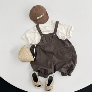Salopette d'été pour bébé garçon Filles Pure Cotton Thin Leisure Suspender Trousers Vêtements pour enfants Pantalon - Product Image 5