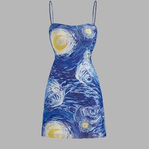 Robe moulante décontractée d'été de haute qualité pour femme, en jacquard à imprimé floral, sans manches, avec taille empire, en tissu tricoté - Product Image 3