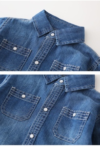 키즈 의류 2022 봄과 가을 새로운 아기 소년 패션 캐주얼 데님 셔츠 - Product Image 3