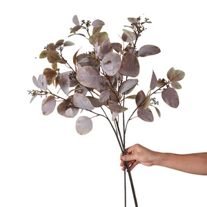 Flower Delight Ramas de Eucalipto Artificiales de 30cm-100cm, Flores de Seda Color Púrpura Grisáceo para Decoración de Bodas - Product Image 5