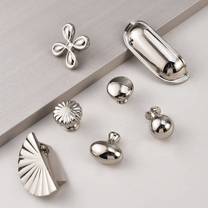 Cabinet <b>Door</b> Handles <b>Silver</b> Nickel Plated Novelty Shape French Style Durable Wardrobe Drawer <b>Knobs</b> - Product Image 1
