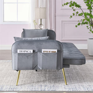 Canapé-lit convertible en velours du fabricant, ensemble de canapé-lit réglable avec système <span class=keywords><strong>clic</strong></span>-<span class=keywords><strong>clac</strong></span> et revêtement en velours confortable - Product Image 3