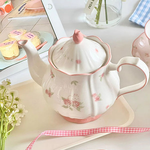 French <strong>Flower</strong> <strong>Ceramic</strong> Coffee Mug and Saucer Set Vintage Rose Rabbit <strong>Ceramic</strong> Tea <strong>Pot</strong> - Product Image 3