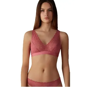 Penjualan laris set pakaian dalam renda ikatan simpul Push Up Bra celana dalam wanita set bra renda lingerie seksi 2023
