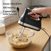 Batteur à main turbo 300W 5 vitesses avec fouets et crochets pétrisseurs, facile à nettoyer, pour la pâtisserie, petit appareil de cuisine électrique, batteur à main