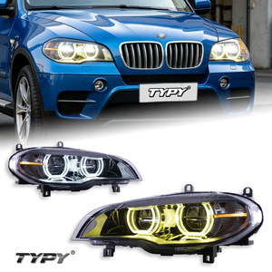 Feux avant TYPY pour BMW X5 (E70) 2007-2013 ; feux de jour à LED Angel Eye améliorés et clignotants. - Product Image 1