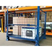 Conteneurs en treillis métallique pliables et empilables DONGJIAN pour stockage industriel, cage à palettes pliable avec couvercle ou capot pour pièces automobiles
