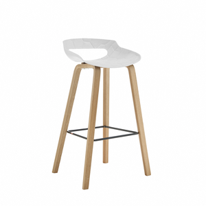 Taburete de Bar Nórdico de Madera Maciza con Asiento Geométrico Negro y Patas de Roble, Silla <span class=keywords><strong>Alta</strong></span> Moderna para Hogar, Bar, Hotel, Comedores, Ajustable y Giratoria - Product Image 3