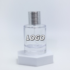 Custom Clear Crimp Cylinder Shape Perfume Spray <b>Bottle</b> 30ml 50ml Luxury Empty Glass Perfume <b>Bottle</b> With Gold Cap - Product Image 1